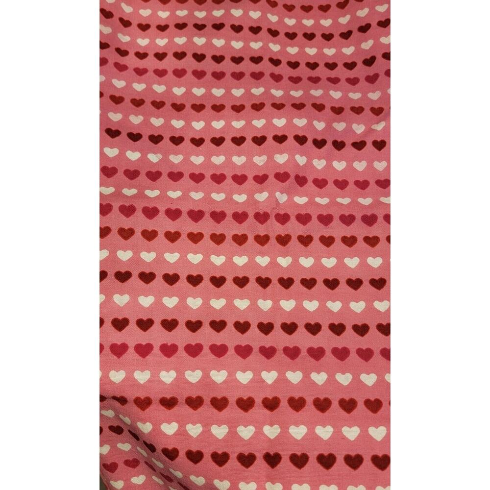 Valentines Day Pink Red Heart Flannel Fabric Half Yard